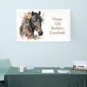 Banderoles Rustique Floral Horse 12e anniversaire (Salon professionnel)