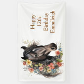 Banderoles Rustique Floral Horse 12e anniversaire (Vertical)