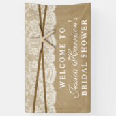 Banderoles Rustique Kraft, dentelle et Fête des mariées de pl (Vertical)