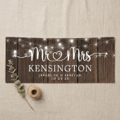 Banderoles Rustique M. Mme Heart Script Lights Mariage en boi