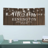Banderoles Rustique M. Mme Heart Script Lights Mariage en boi (Salon professionnel)