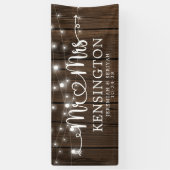 Banderoles Rustique M. Mme Heart Script Lights Mariage en boi (Vertical)