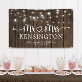 Banderoles Rustique M. Mme Heart String Lights Mariage en boi