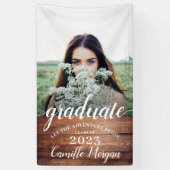 Banderoles Rustique moderne Photo Bois Script Graduation (Vertical)