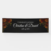 Banderoles Rustique Orange Noir Élégant Mariage Invitation (Horizontal)