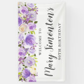 Banderoles Rustique Purple Floral Greenery 90e anniversaire (Vertical)
