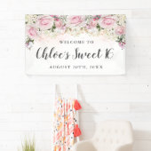 Banderoles Rustique rose et blanc Floral Sweet 16 Party (En situation)