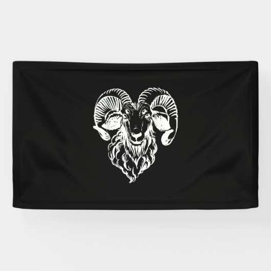 Banderoles Sabbatique Baphomet Chèvre mal Satané (Horizontal)