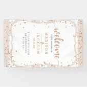 Banderoles Sable Stripes & Rose Gold Confetti Mariage Bienven (Horizontal)