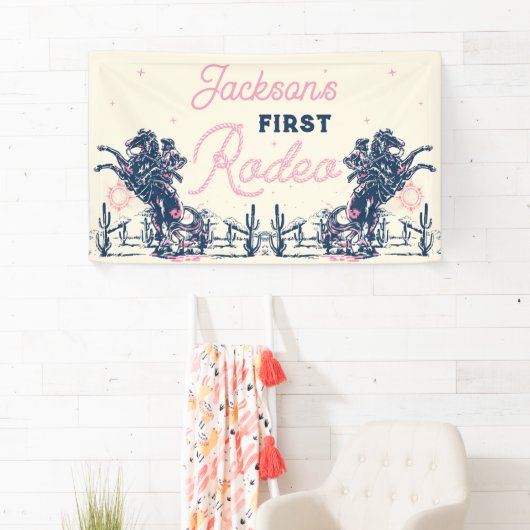 Banderoles Saddup First Rodeo Cowboy fête d'anniversaire (En situation)