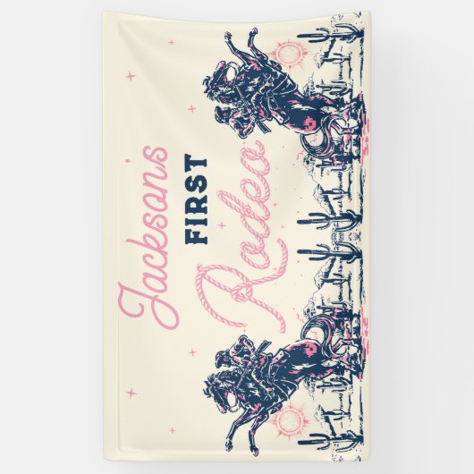 Banderoles Saddup First Rodeo Cowboy fête d'anniversaire (Vertical)