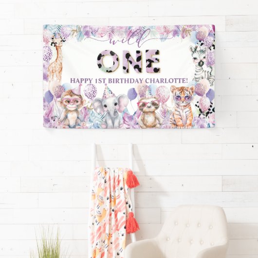 Banderoles Safari Animaux de la Jungle Wild One 1er Anniversa (En situation)