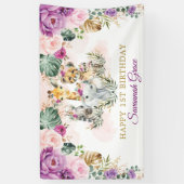 Banderoles Safari Jungle de Boho tropical Animaux Joyeux Anni (Vertical)