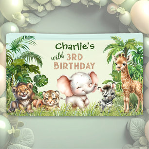 Banderoles Safari Jungle ZOO Beaux animaux sauvages 3e annive