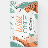 Banderoles Safari moderne Animaux sauvages 1er anniversaire f (Vertical)