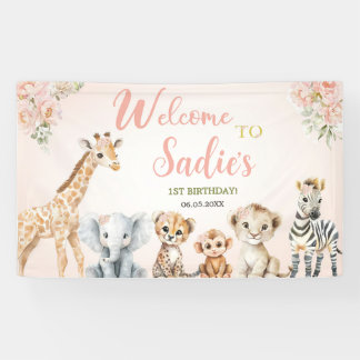 Banderoles Safari Sweet Girl Floral Anniversaire
