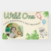 Banderoles Safari Wild One 1 Photo Watercolor 1st Birthday (Horizontal)