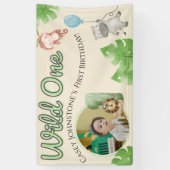 Banderoles Safari Wild One 1 Photo Watercolor 1st Birthday (Vertical)