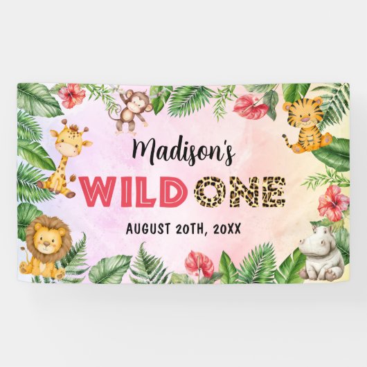 Banderoles Safari Wild One 1er anniversaire (Horizontal)