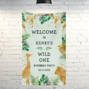 Banderoles Safari Wild One 1er anniversaire fête verte Bienve