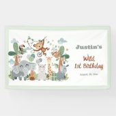 Banderoles Safari ZOO Animaux Wild One Boy 1er Anniversaire (Horizontal)