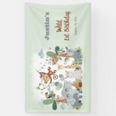 Banderoles Safari ZOO Animaux Wild One Green 1er Anniversaire (Vertical)