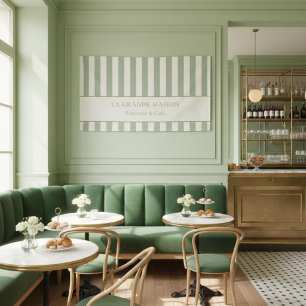 Banderoles Sage Élégant & Rayures Crème Boulangerie Française