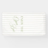 Banderoles Sage Green & Beige Stripe Wedding Open Bar Banner (Horizontal)