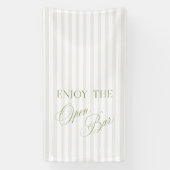 Banderoles Sage Green & Beige Stripe Wedding Open Bar Banner (Verticale)