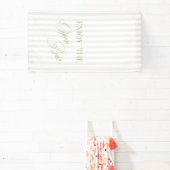 Banderoles Sage Green & Beige Stripe Wedding Open Bar Banner (Insitu)