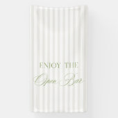 Banderoles Sage Green & Beige Stripe Wedding Open Bar Banner (Verticale)