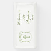 Banderoles Sage Green Bow Crest Baptême (Verticale)