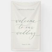 Banderoles Sage Green Fabric Wedding Welcome Banner (Vertical)
