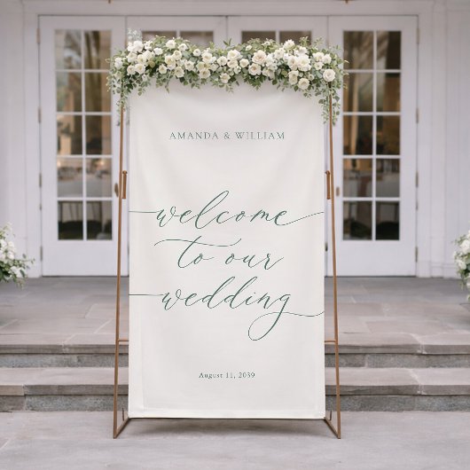 Banderoles Sage Green Fabric Wedding Welcome Banner