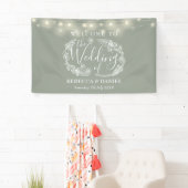Banderoles Sage Green Floral Garland Script Mariage (En situation)