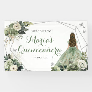Banderoles Sage Green Floral Géométrique Princesse Quinceañer