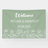 Banderoles Sage Green Floral Rustique Simple Mariage moderne (Horizontal)