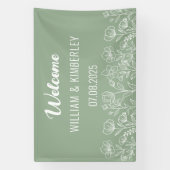 Banderoles Sage Green Floral Rustique Simple Mariage moderne (Verticale)