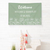 Banderoles Sage Green Floral Rustique Simple Mariage moderne (Insitu)