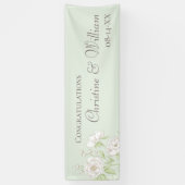 Banderoles Sage Green White Rose Wedding (Vertical)
