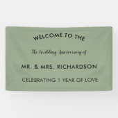 Banderoles Sage minimal vert Simple 1er anniversaire Mariage (Horizontal)