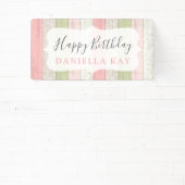 Banderoles Sage vert rustique Fleurs roses en bois Joyeux Ann (Insitu)