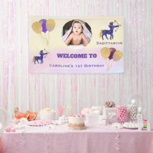 Banderoles Sagittaire Aquarelle 1er Anniversaire Panneau Ph