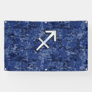 Banderoles Sagittarius Zodiac Sign on Navy Camouflage numéri