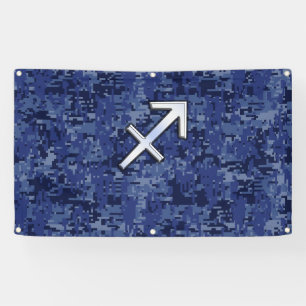 Banderoles Sagittarius Zodiac Sign on Navy Camouflage numériq