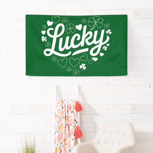 Banderoles Saint Patrick's Day Heart Lucky Clover Shamrock (En situation)