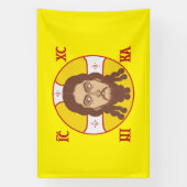 Banderoles Sainte Face orthodoxe Jésus Jaune (Verticale)