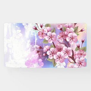 Banderoles Sakura rose sur la peinture Arrière - plan