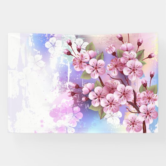 Banderoles Sakura rose sur la peinture Arrière - plan (Horizontal)