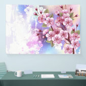 Banderoles Sakura rose sur la peinture Arrière - plan (Salon professionnel)